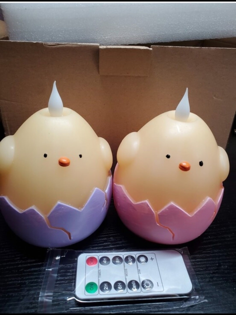 Flameless Chick Egg LED Candles - Pink & Lavender